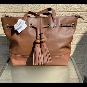 Giani Bernini - Pebble Leather Tassel Medium Tote - Tobacco